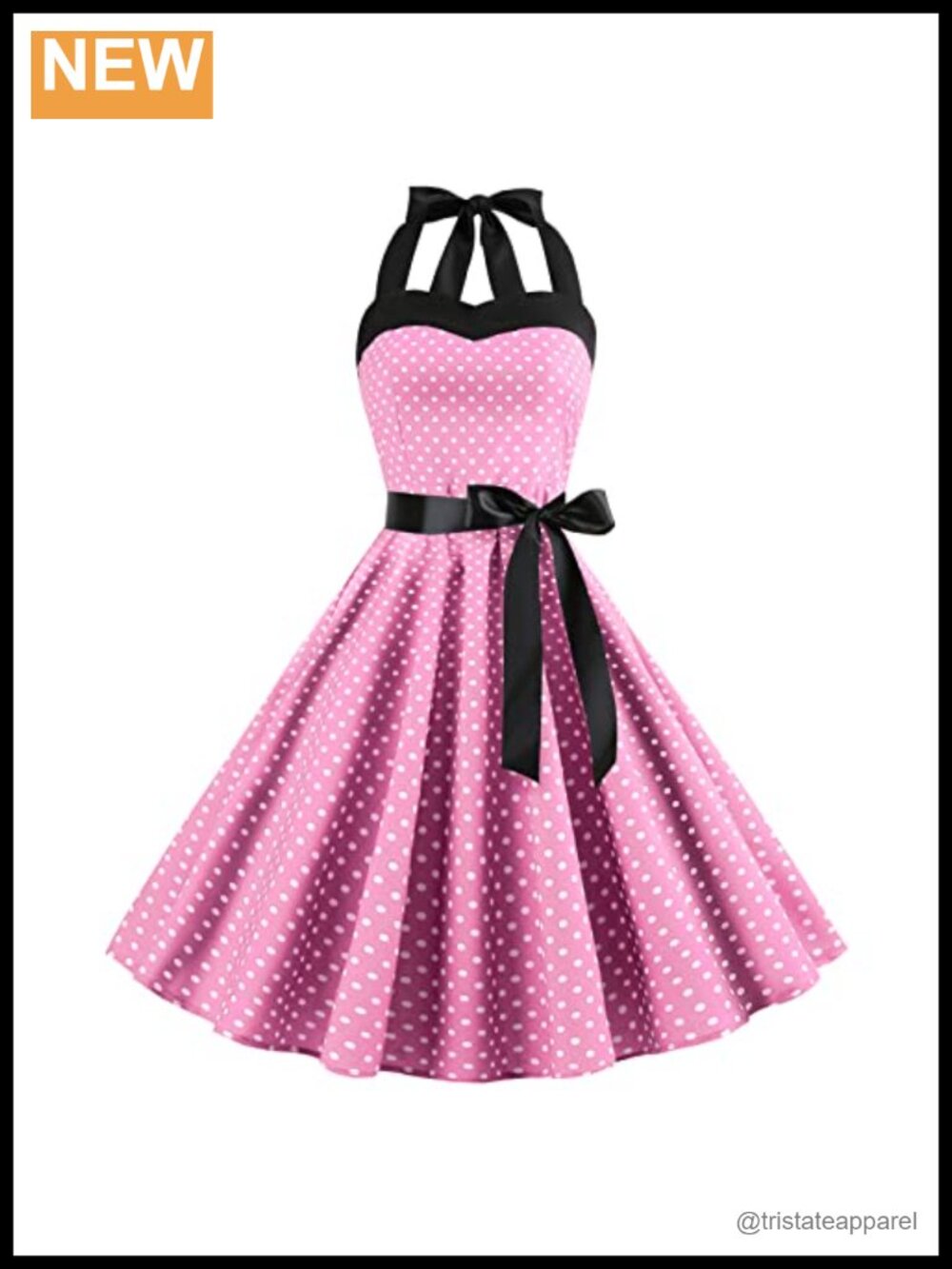 Vintage 1950s Rockabilly Swing Dress Halterneck A-Line Retro Pinup